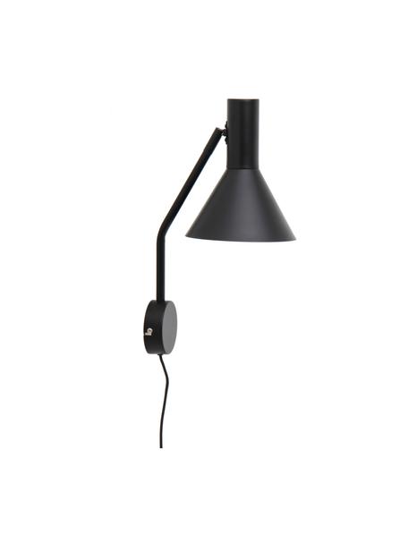 Verstelbare design wandlamp Lyss in zwart, Lamp: metaal, gecoat, Zwart, D 18 x H 42 cm