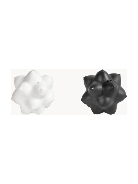 Salero y pimentero de porcelana Aphrodite, 2 uds., Porcelana, Blanco, negro, Ø 7 x Al 6 cm