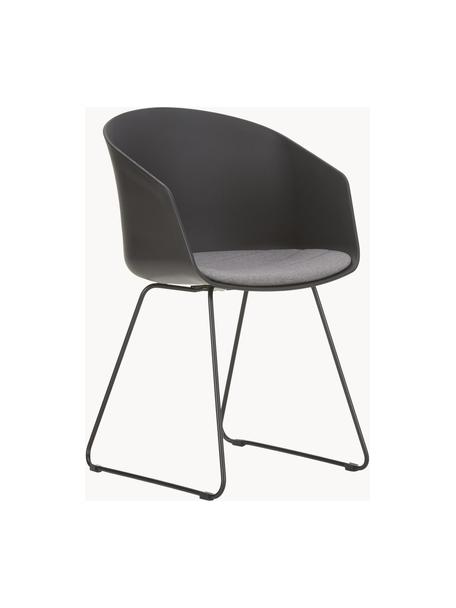 Chaise en cuir synthétique avec coussin d'assise Bogart, 2 pièces, Noir, larg. 51 x prof. 52 cm