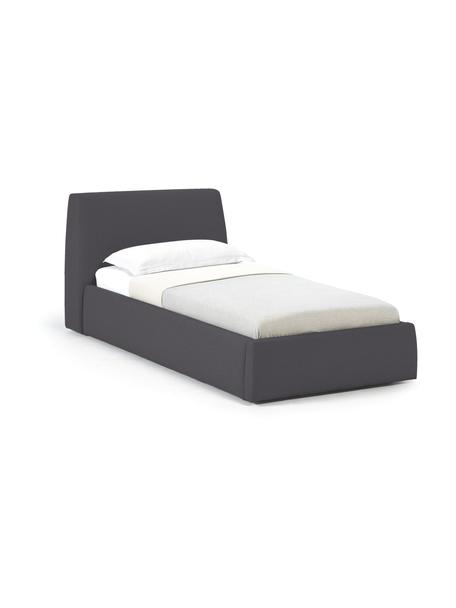 Łóżko tapicerowane Cloud, Tapicerka: 100% poliester (tkanina s, Korpus: lite drewno sosnowe i dęb, Nogi: drewno lakierowane Ten pr, Antracytowa tkanina, S 90 x D 200 cm