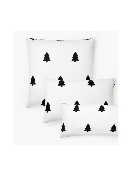 Funda de almohada doble cara de franela invernal Noan, Negro y blanco con árbol de Navidad, An 50 x L 70 cm