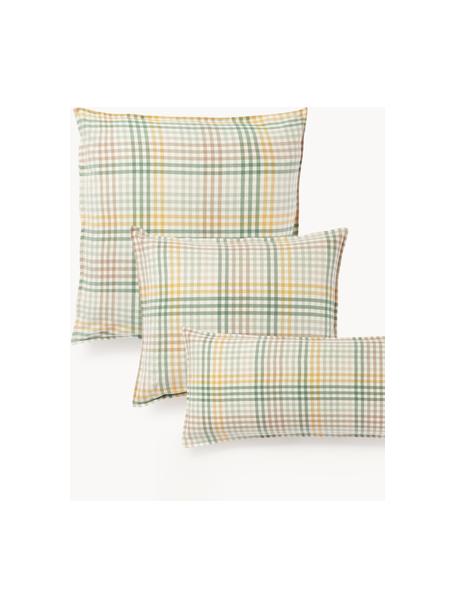 Poszewka na poduszkę z flaneli Eli, Zielony, żółty, S 70 x D 80 cm