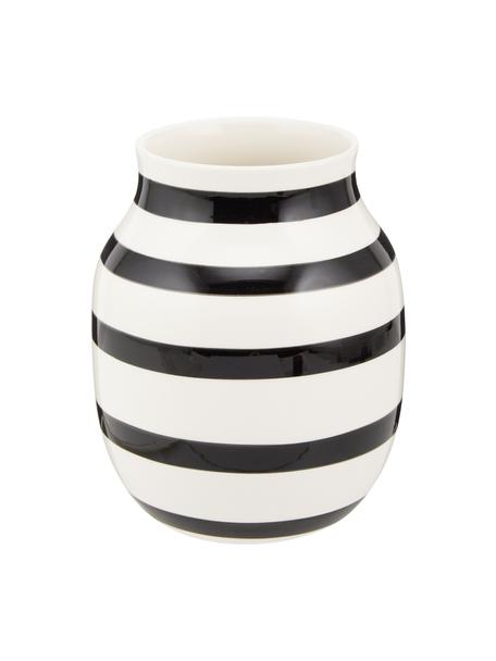 Vase déco céramique fait main Omaggio, Céramique, Blanc, noir, Ø 17 x haut. 20 cm
