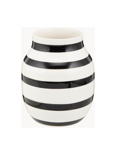 Vase déco céramique fait main Omaggio, Céramique, Blanc, noir, Ø 17 x haut. 20 cm