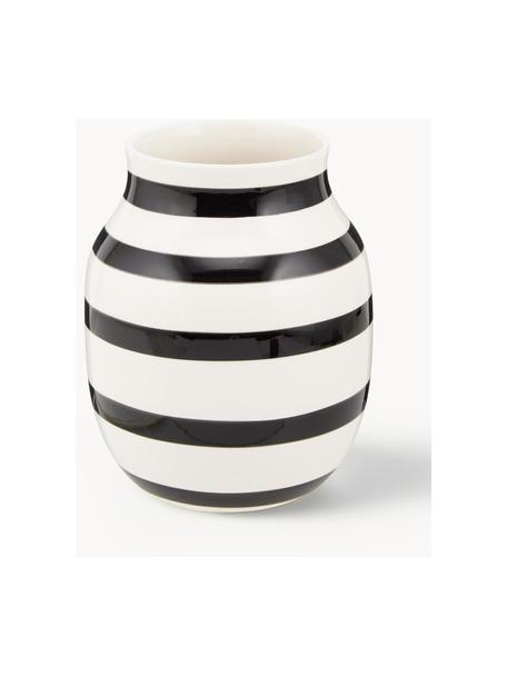 Vase artisanal en céramique Omaggio, haut. 20 cm, Céramique, Blanc, noir, Ø 17 x haut. 20 cm