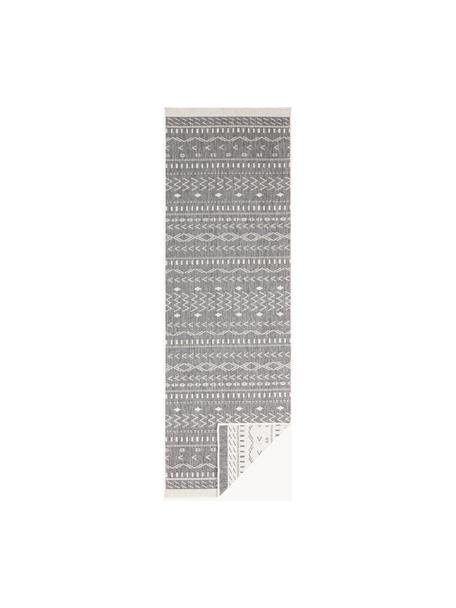 Tapis de couloir réversible intérieur-extérieur Kuba, Gris, couleur crème, imprimé, larg. 80 x long. 250 cm