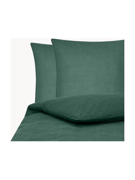 Bavlněné povlečení se sepraným efektem Arlene, Tmavě zelená, 240 x 220 cm + 2 polštáře 80 x 80 cm