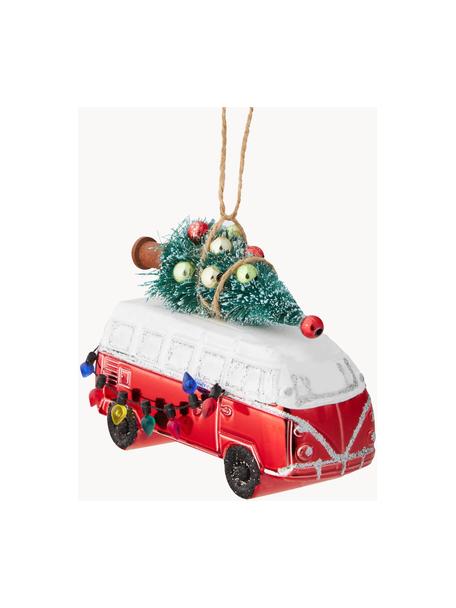 Set de adornos navideños irrompibles Truck, 2 uds., Plástico, Rojo, blanco, verde, An 12 x Al 9 cm