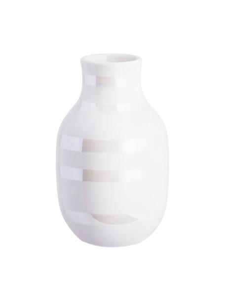 Malá ručně vyrobená designová váza Omaggio, Keramika, Bílá, perleťové barvy, Ø 8 cm, V 13 cm
