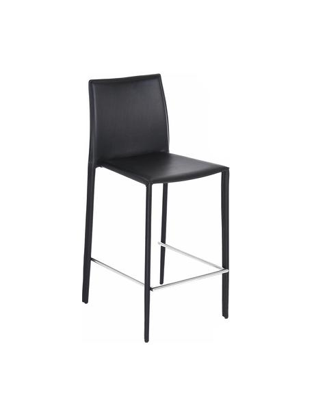 Krzesło kontuarowe ze skóry Boréalys, 2 szt., Stelaż: metal malowany proszkowo, Czarny, S 44 x W 98 cm