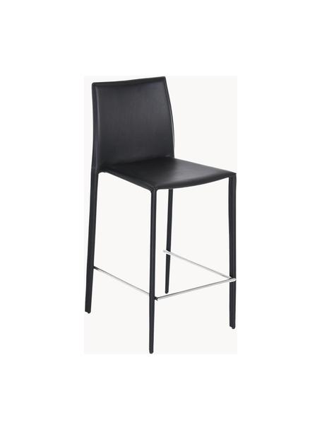 Kožená barová stolička Boréalys, 2 ks, Koža čierna, Š 44 x V 98 cm