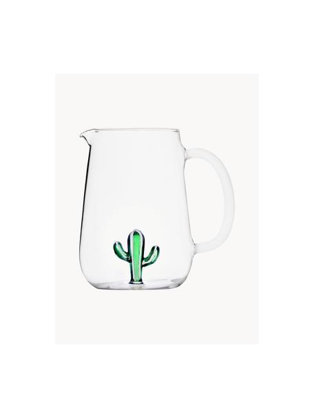 Jarra artesanal Desert, 1,8 L, Vidrio de borosilicato, Transparente, verde, 1,8 L