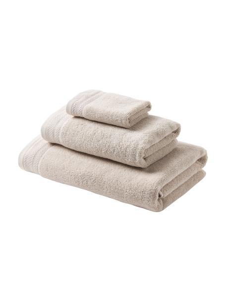Handtuch-Set Premium aus Bio-Baumwolle, 3-tlg., 100 % Bio-Baumwolle, GOTS-zertifiziert (von GCL International, GCL-300517)
 Schwere Qualität, 600 g/m², Hellbeige, Set mit verschiedenen Größen