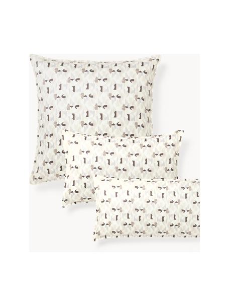 Funda de almohada de satén estampado Cadence, Tonos beige, 50 x 70 cm