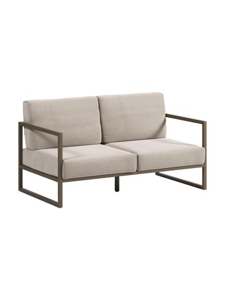 Sofa ogrodowa Comova (2-osobowa), Tapicerka: 100% poliester, Stelaż: metal malowany proszkowo, Jasnoszara tkanina, zielony, S 152 x G 85 cm