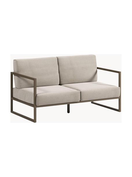 Sofa ogrodowa Comova (2-osobowa), Tapicerka: 100% poliester, Stelaż: metal malowany proszkowo, Jasnobeżowa tkanina, oliwkowy zielony, S 152 x G 85 cm