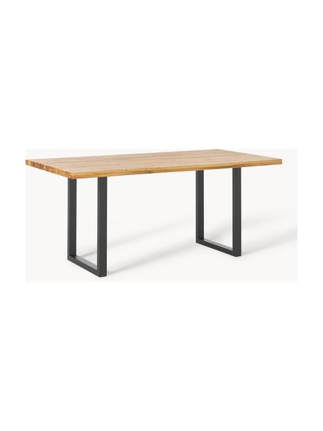 Stół do jadalni z drewna dębowego Oliver, różne rozmiary, Blat: drewno dębowe olejowane, Nogi: metal malowany proszkowo , Drewno dębowe, czarny, S 140 x G 90 cm