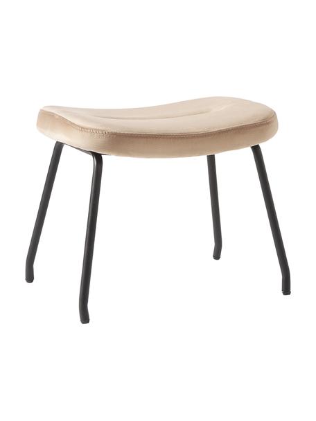 Sgabello in velluto Wing, Rivestimento: 100% poliestere (velluto), Gambe: metallo rivestito, Velluto beige, nero, Larg. 50 x Alt. 41 cm