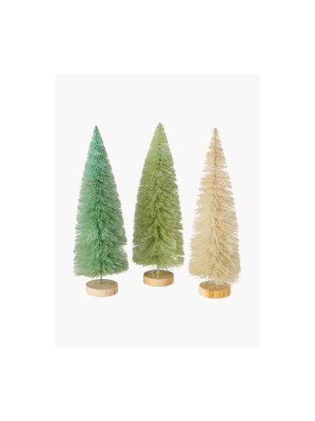 Sapins de Noël décoratifs Tarvo, 3 élém., Beige, tons verts, Ø 11 x haut. 31 cm