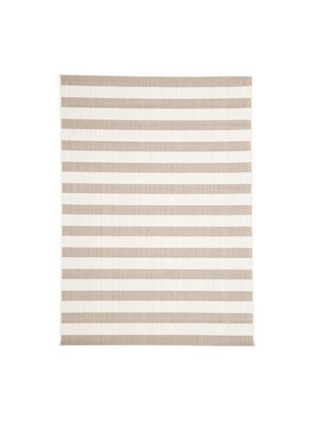 Pruhovaný interiérový/exteriérový koberec Axa, 86 % polypropylen, 14 % polyester, Tlumeně bílá, světle béžová, Š 80 cm, D 150 cm (velikost XS)