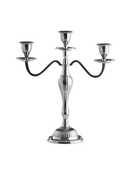 Handgefertigter Kerzenhalter Elle, Metall, beschichtet, Silberfarben, 23 x 26 cm
