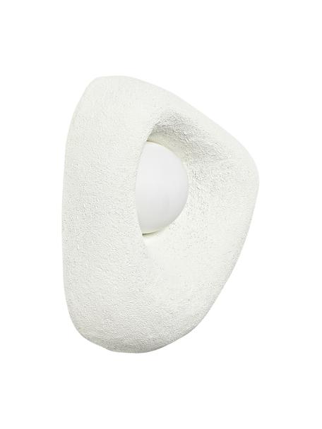 Applique con finitura sabbia Monsti, Paralume: vetro, Struttura: resina, metallo, Bianco crema, Larg. 26 x Alt. 9 cm
