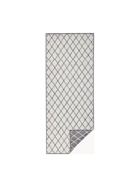 Dubbelzijdige in- & outdoor loper Malaga, 100% polypropyleen, Gebroken wit, grijs, B 80 x L 250 cm