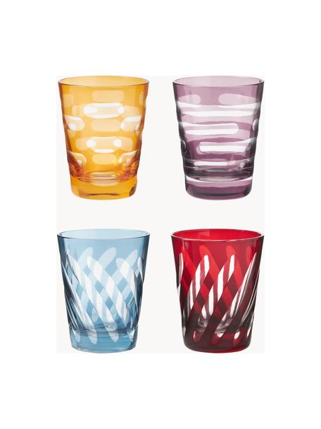 Set de vasos Tubular, 4 uds., Vidrio, Multicolor, Ø 8 x Al 10 cm, 250 ml