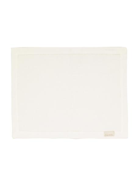Lněné prostírání s lemem Alanta, 6 ks, Perleťová, Š 38 cm, D 50 cm