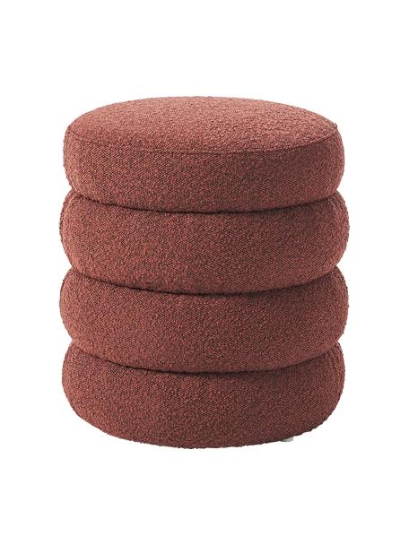Čalouněný bouclé taburet Alto, Rezavá, Ø 42 cm, V 47 cm