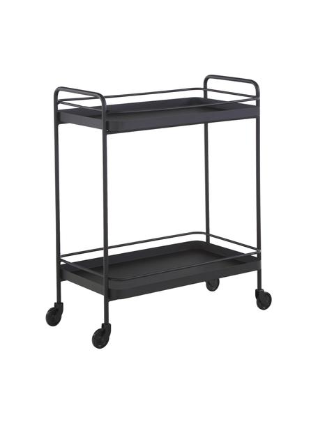 Metalen barcart Barclay, Ruw gelakt metaal, Zwart, B 62 x H 79 cm