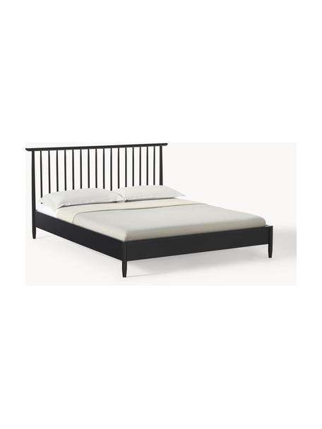 Houten bed Windsor met hoofdeinde van grenenhout, Massief grenenhout, FSC-gecertificeerd, Grenenhout, zwart, B 160 x L 200 cm