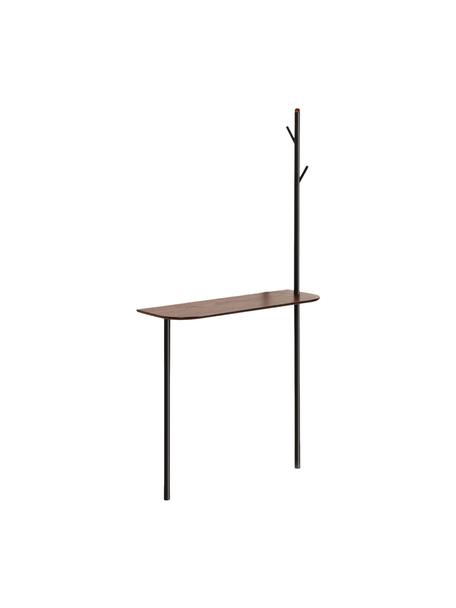 Konsola z wieszakiem Marcolina, Stelaż: metal malowany proszkowo, Drewno naturalne, czarny, S 80 x W 160 cm