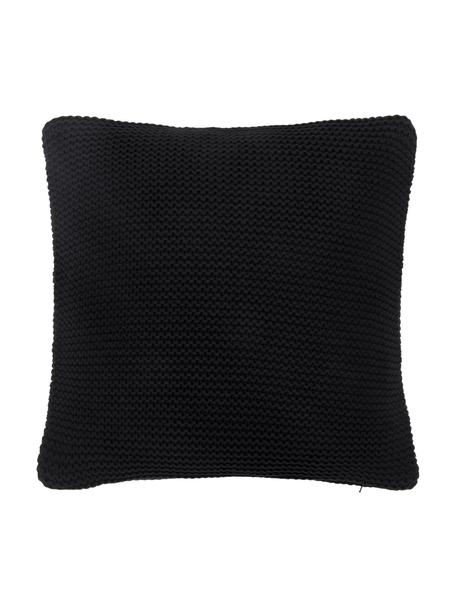 Housse de coussin en tricot Adalyn, 100 % coton bio, certifié GOTS, Noir, larg. 40 x long. 40 cm