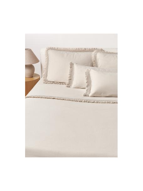 Drap-housse en coton délavé Abra, Beige, larg. 180 x long. 280 cm