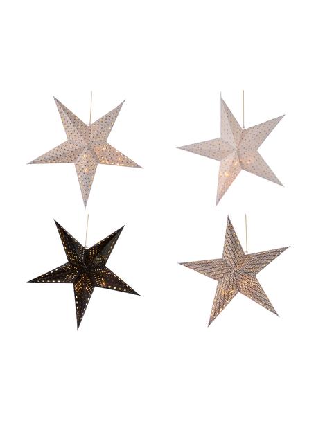 Set 4 stelle di carta a LED a batteria Bao, Ø60 cm, Carta, Bianco, nero, Ø 60 cm