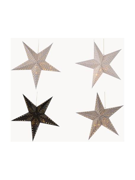 Estrellas de papel Bao, Ø 60 cm, 4 uds., a pilas, Papel, Blanco, negro, Ø 60 cm