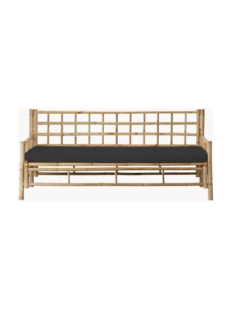 Bambus-Sofa Mandisa (3-Sitzer) mit Sitzpolster, Gestell: Bambus, Bezug: Segeltuch, Schwarz, Hellbraun, B 180 x T 80 cm