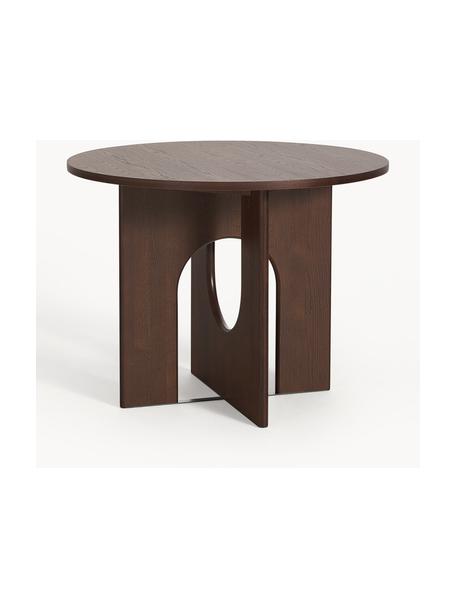 Ronde eettafel Apollo, in verschillende formaten, Tafelblad: gelakt eikenhoutfineer, Poten: eikenhout, gelakt, metaal, Eikenhout, donkerbruin gelakt, Ø 100 cm