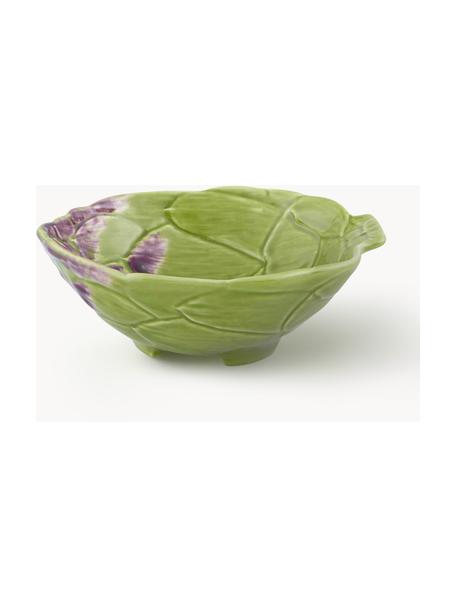 Cuencos artesanales Artichoke, 2 uds., Cerámica de gres, Verde claro, Ø 12 x Al 5 cm