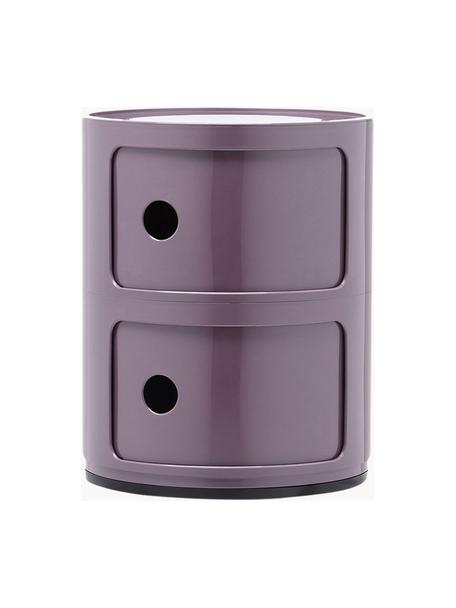 Contenitore di design con 2 cassetti Componibili, Plastica certificata Greenguard, Lilla lucido, Ø 32 x Alt. 40 cm