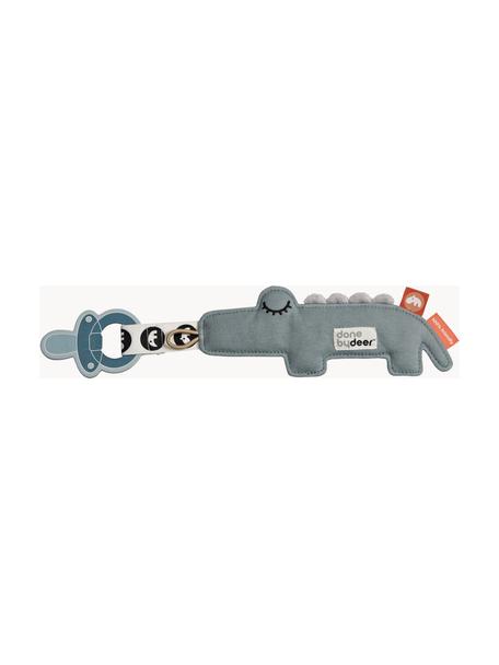 Katoenen speelgoed Croco, Bekleding: 100% katoen, Grijsblauw, B 20 x H 7 cm