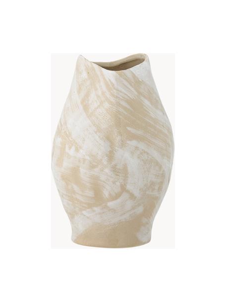 Vase Obsa, H 31 cm, Steingut, Hellbeige, Weiß, Ø 20 x H 31 cm