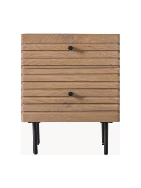 Dřevěný noční stolek Okayama, Dubové dřevo, černá, Š 45 cm, H 55 cm