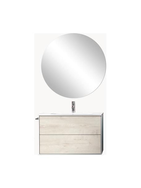 Waschtisch-Set Ago, 4-tlg., Spiegelfläche: Spiegelglas, Rückseite: ABS-Kunststoff, Weiss, Eichenholz-Optik, B 81 x H 190 cm