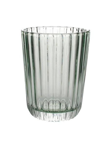 Waterglazen Blossom met groefreliëf, 4 stuks, Glas, Groen, Ø 8 x H 10 cm, 260 ml