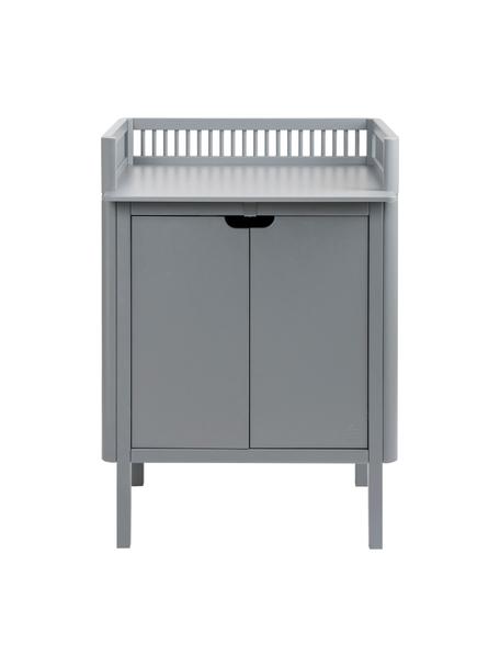 Dřevěná přebalovací komoda s dvířky Classic, Bukové dřevo, kaučukové dřevo, MDF deska (dřevovláknitá deska střední hustoty) lakovaná barvou bez obsahu VOC, Šedá, Š 75 cm, V 102 cm