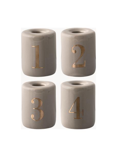 Set portacandele dell'Avvento Koda, Gres, Beige, dorato, Ø 6 x Alt. 8 cm