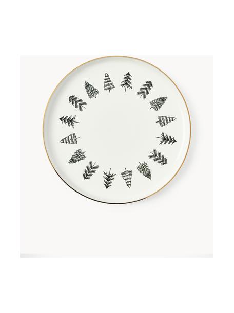 Fuente artesanal de porcelana Lumi, Porcelana brillante, Blanco, negro, oro, Ø 33