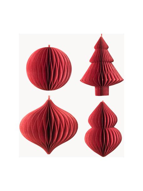Décorations de sapin de Noël Viola, haut. 10 cm, 4 élém., Rouge, Ø 9 x haut. 10 cm